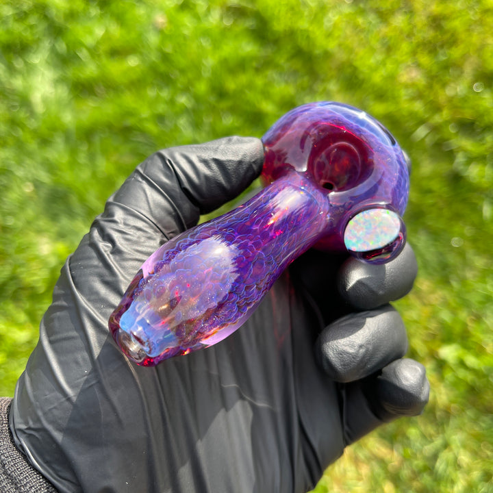 Purple Plasma Pipe with Opal Coin Glass Pipe Tako Glass   