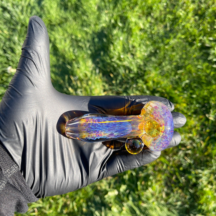 Purple Ghost Pipe with Black Planet Opal Glass Pipe Tako Glass   
