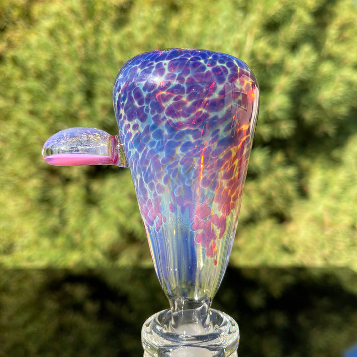 14 mm Purple Nebula Pull Slide with Dichro Galaxy Handle Accessory Tako Glass   