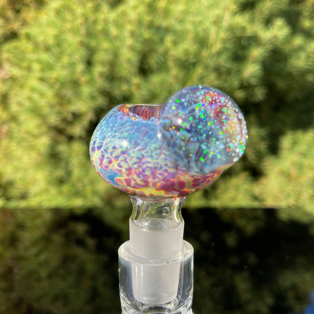 18 mm Purple Nebula Pull Slide with Crushed Opal Marble Accessory Tako Glass   