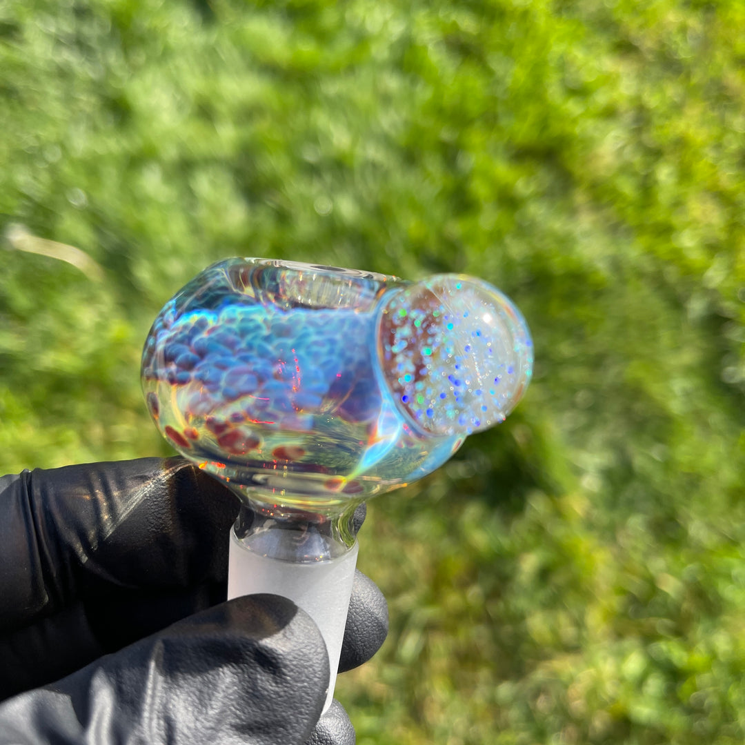 18 mm Purple Nebula Pull Slide with Crushed Opal Marble Accessory Tako Glass   