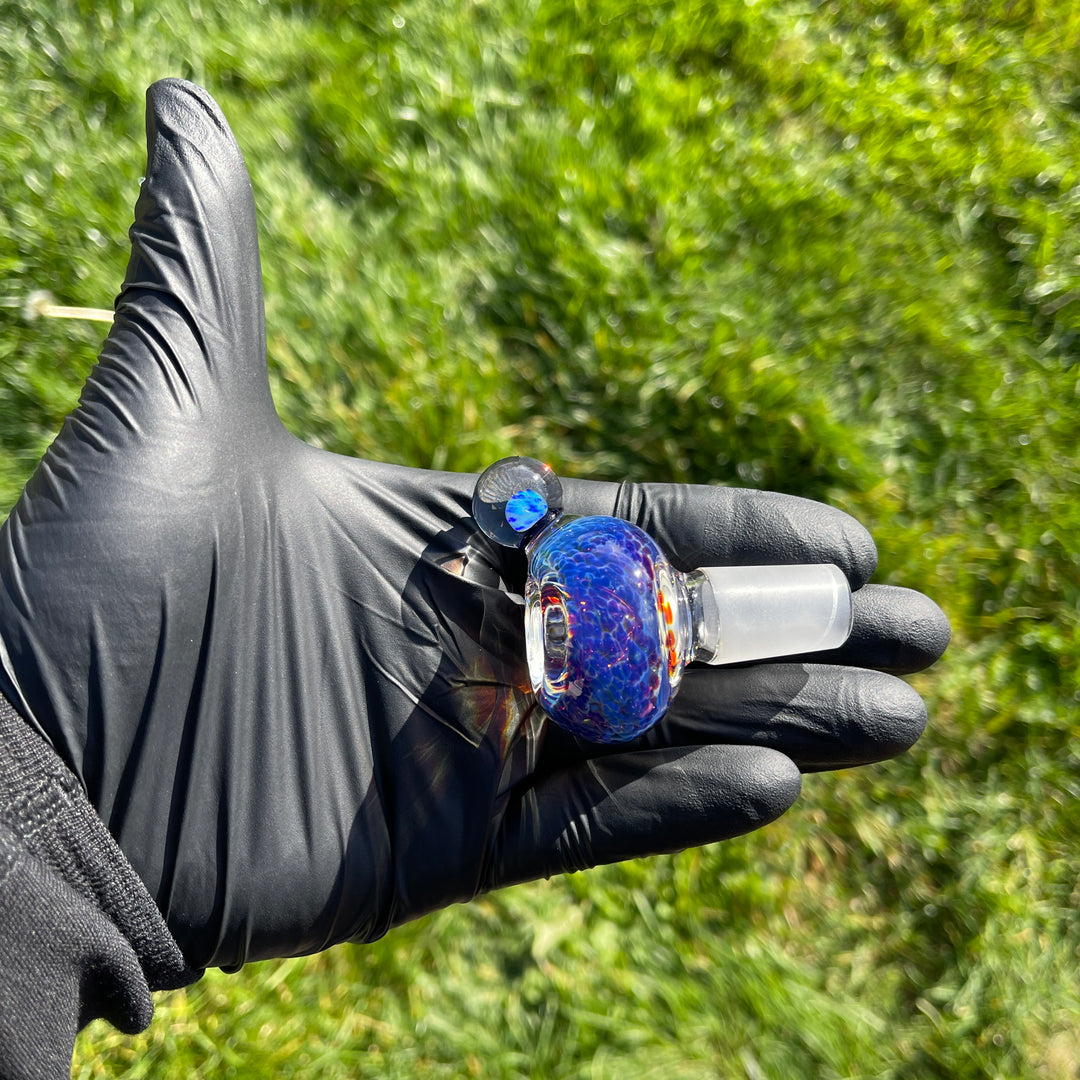 18 mm Purple Nebula Pull Slide with White Planet Marble Accessory Tako Glass   