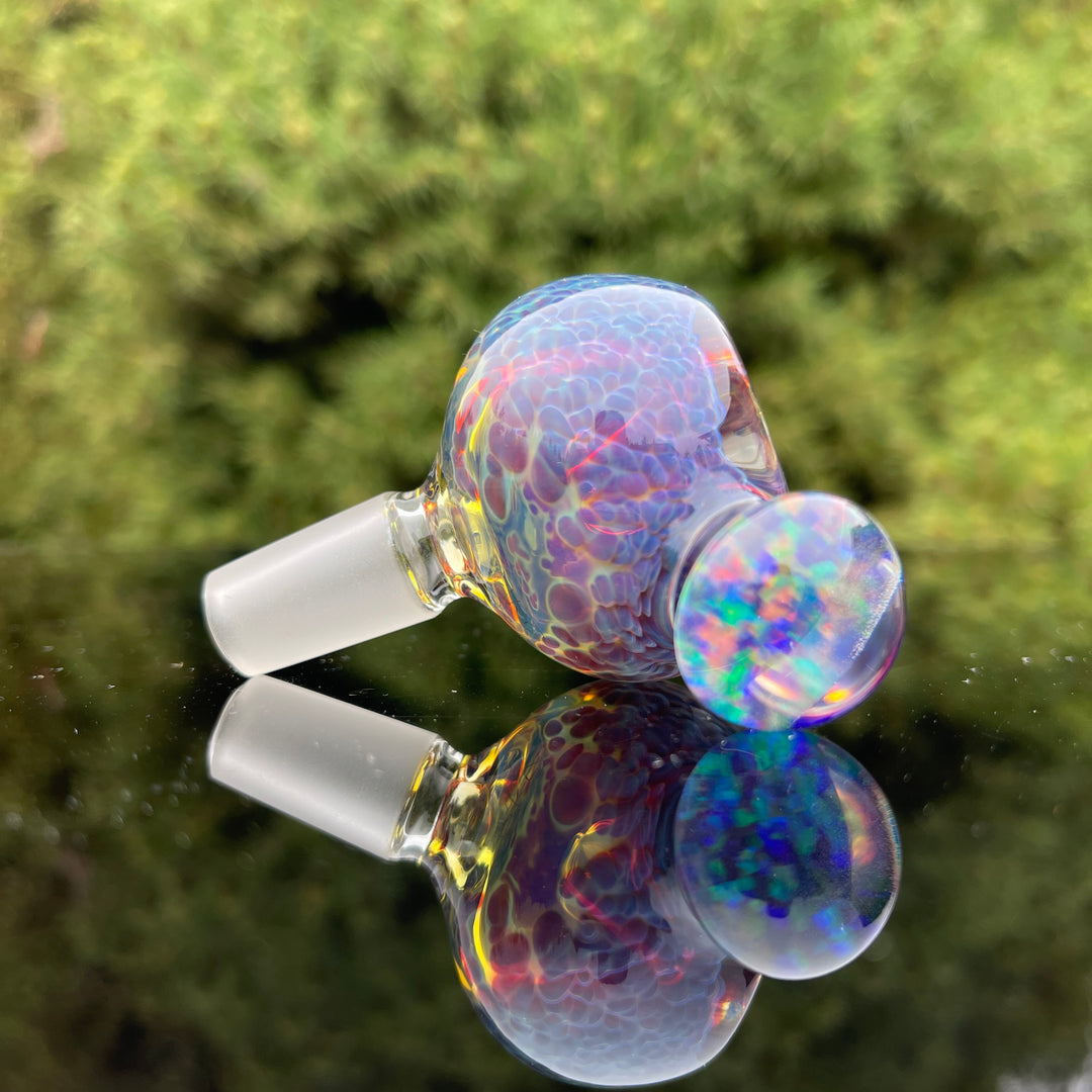 14 mm Purple Nebula Pull Slide with Opal Coin Marble Accessory Tako Glass   