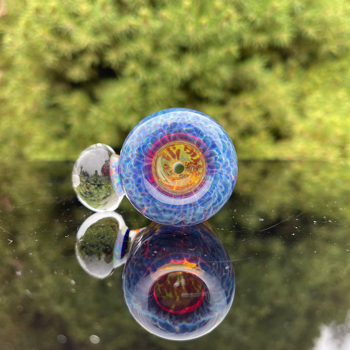 14 mm Tall Purple Nebula Pull Slide with Opal Coin Marble Accessory Tako Glass   