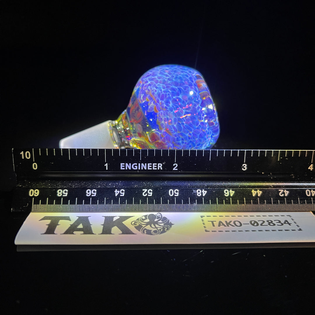 14 mm Purple Nebula Pull Slide with White Planet Opal Accessory Tako Glass   