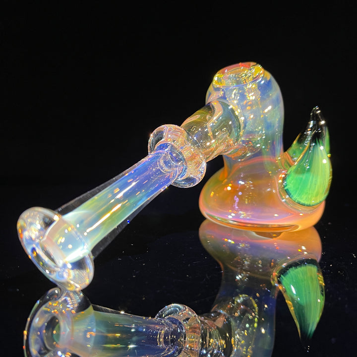 Fumed Hash Hammer with Experimental Green Horns Glass Pipe Tako Glass   