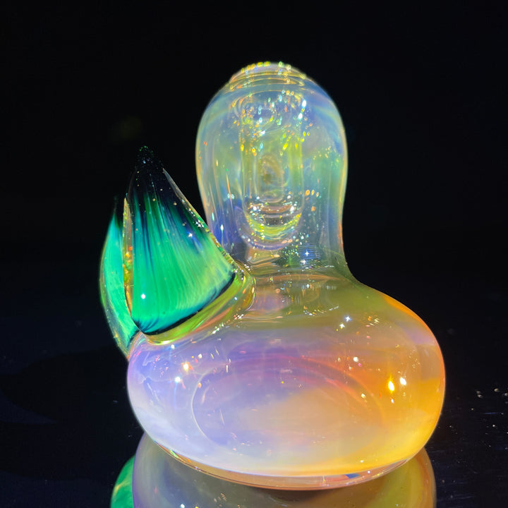 Fumed Hash Hammer with Experimental Green Horns Glass Pipe Tako Glass   