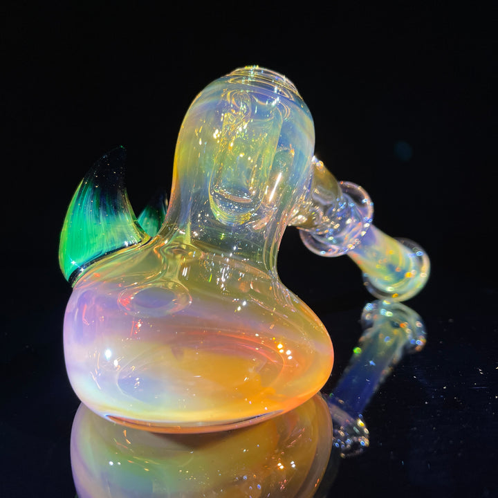 Fumed Hash Hammer with Experimental Green Horns Glass Pipe Tako Glass   