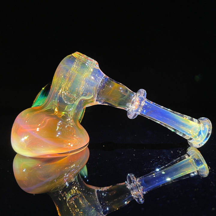 Fumed Hash Hammer with Experimental Green Horns Glass Pipe Tako Glass   