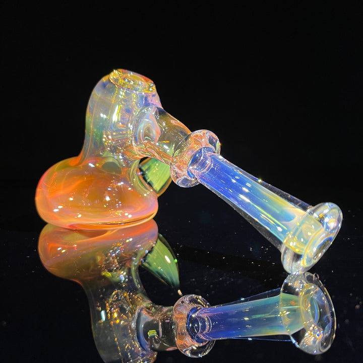 Fumed Hash Hammer with Experimental Green Horns Glass Pipe Tako Glass   