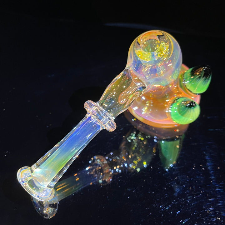 Fumed Hash Hammer with Experimental Green Horns Glass Pipe Tako Glass   