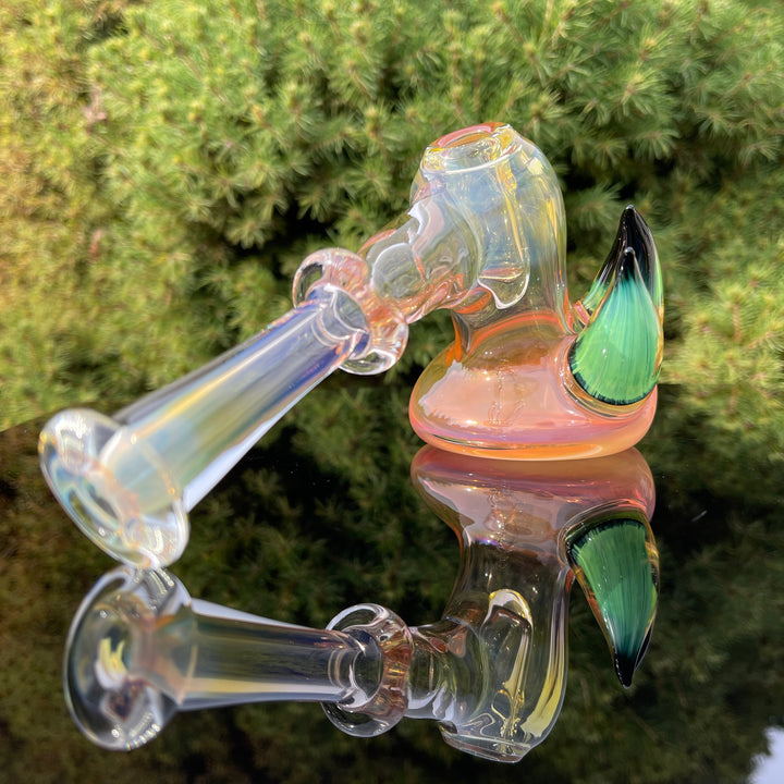Fumed Hash Hammer with Experimental Green Horns Glass Pipe Tako Glass   