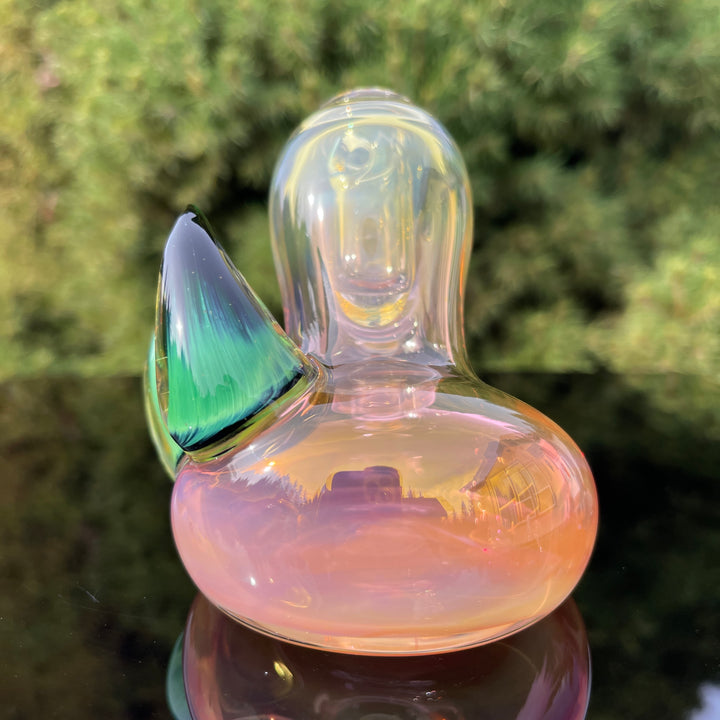 Fumed Hash Hammer with Experimental Green Horns Glass Pipe Tako Glass   