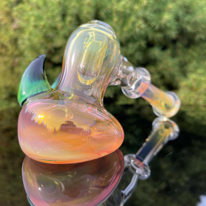 Fumed Hash Hammer with Experimental Green Horns Glass Pipe Tako Glass   
