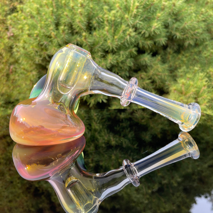 Fumed Hash Hammer with Experimental Green Horns Glass Pipe Tako Glass   