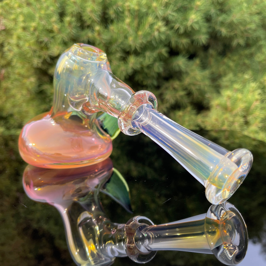 Fumed Hash Hammer with Experimental Green Horns Glass Pipe Tako Glass   