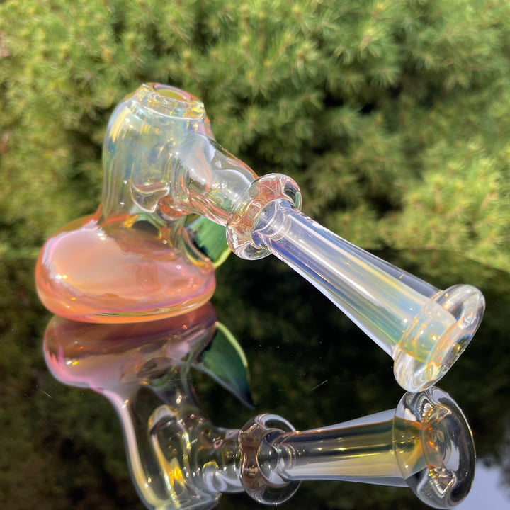 Fumed Hash Hammer with Experimental Green Horns Glass Pipe Tako Glass   