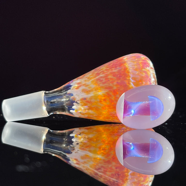 14 mm Purple Nebula Pull Slide with Mushroom Marble Accessory Tako Glass   