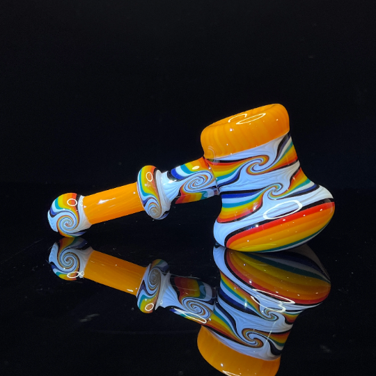 Sunset Rainbow Fade Heady Hammer Bubbler Glass Pipe TG   