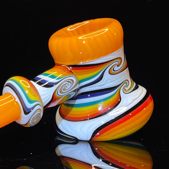 Sunset Rainbow Fade Heady Hammer Bubbler Glass Pipe TG   