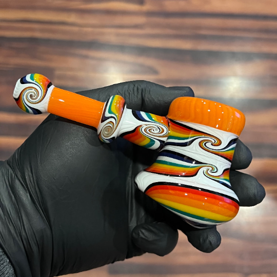 Sunset Rainbow Fade Heady Hammer Bubbler Glass Pipe TG   