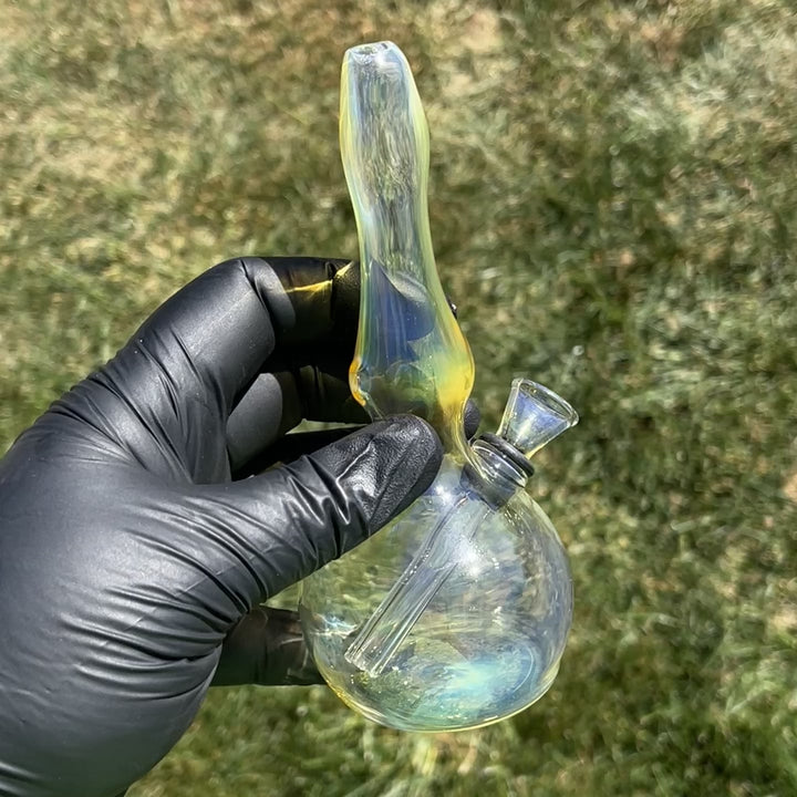 5" Silver Fumed Mini Bong + Sky Blue Marble Hammer Combo Glass Pipe Mary Jane's Glass