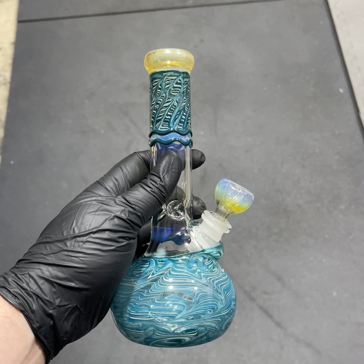 8" Bubble Color Rake Bong Glass Pipe Mary Jane's Glass
