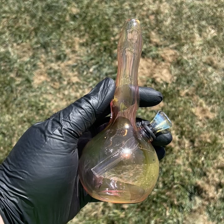 5" Gold Fumed Mini Bong + Sky Blue Marble Hammer Combo Glass Pipe Mary Jane's Glass