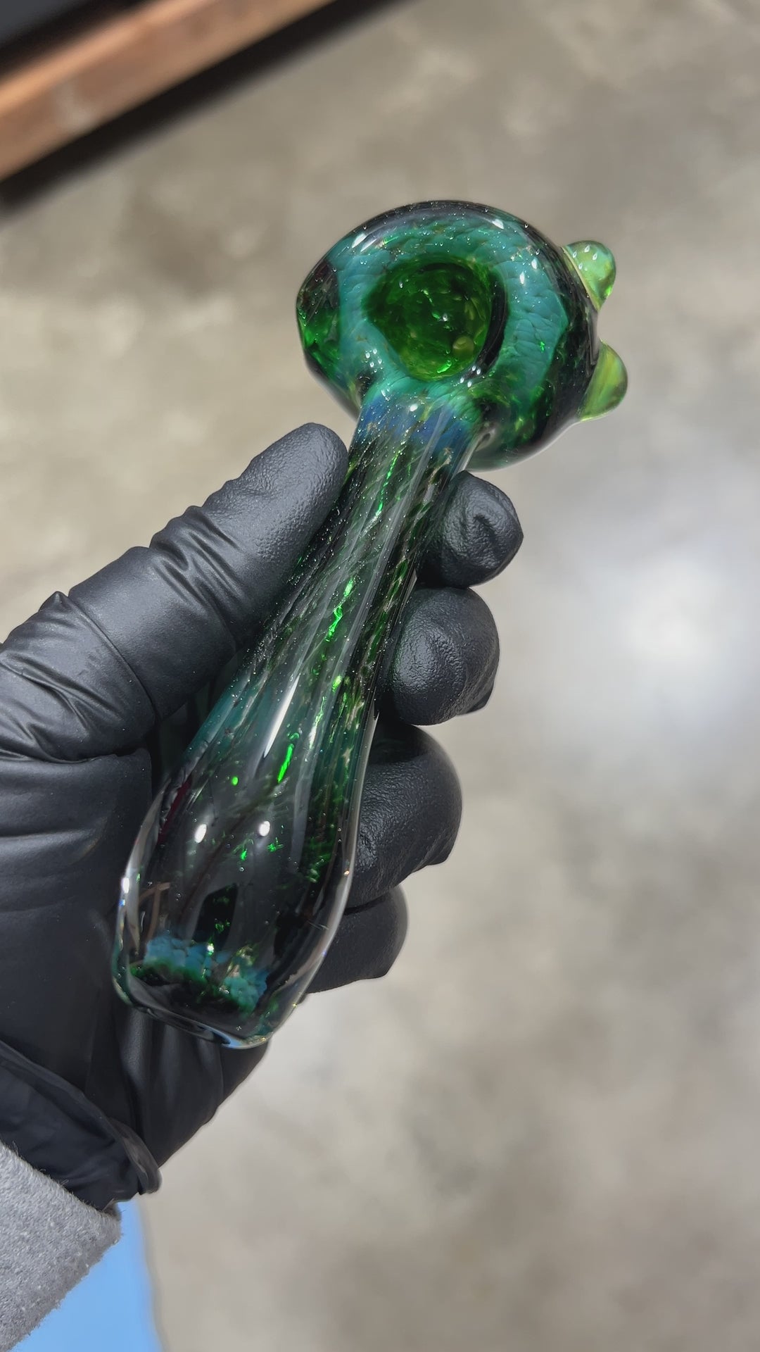 Experimental Green Sparkle Marble Pipe