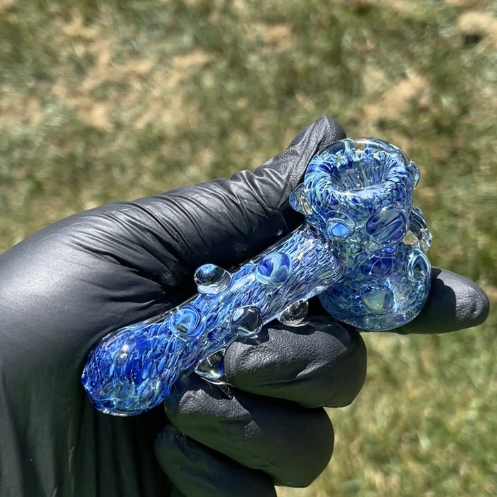 5" Fumed Color Rake Mini Bong + Ocean Blue Marble Hammer Combo Glass Pipe Mary Jane's Glass
