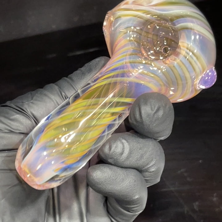 Thick Fume Pipe Pink Slyme Marble Glass Pipe Chuck Glass