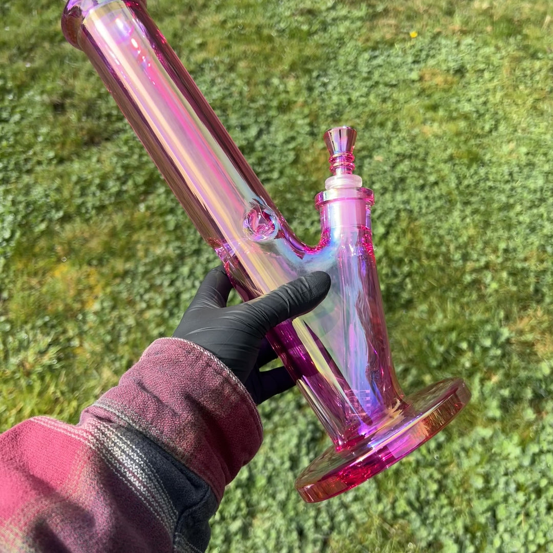 14" Translucent Straight Tube Bong - Pink