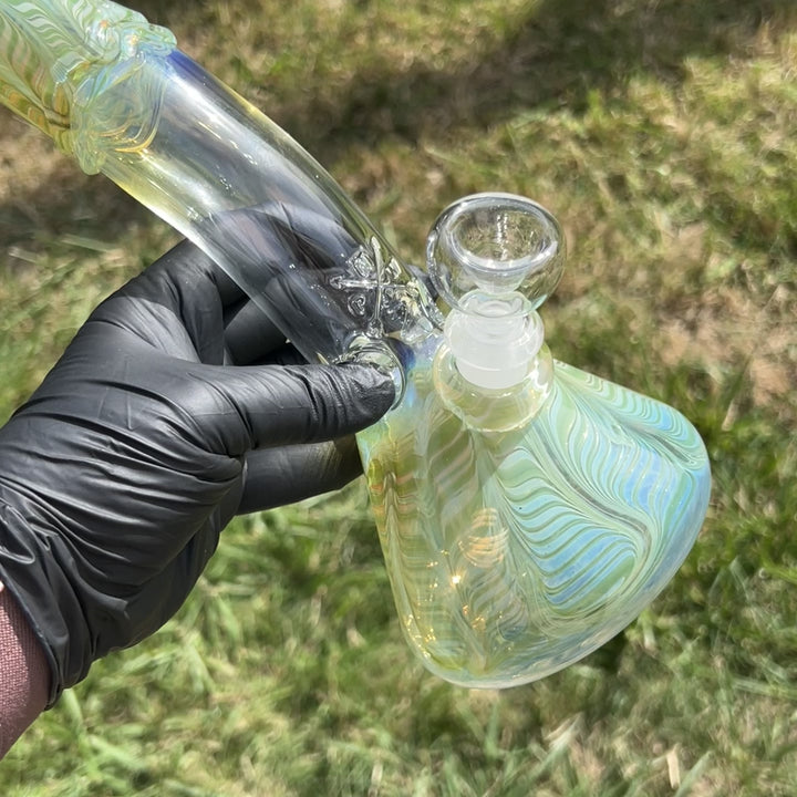 10" Fumed Bent Neck Beaker Bong Glass Pipe Mary Jane's Glass