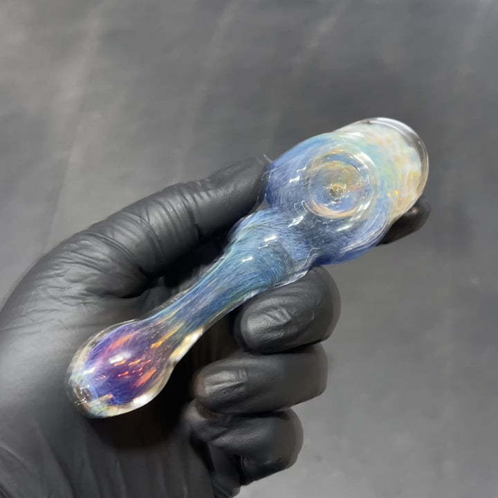 Blue Razzbery Honeycomb Frit Pipe Glass Pipe Key Glass Co.