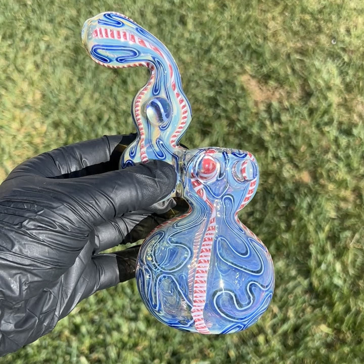 Azure Swirl Bubbler Glass Pipe TG