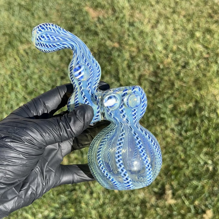 Azure Helix Bubbler Glass Pipe TG