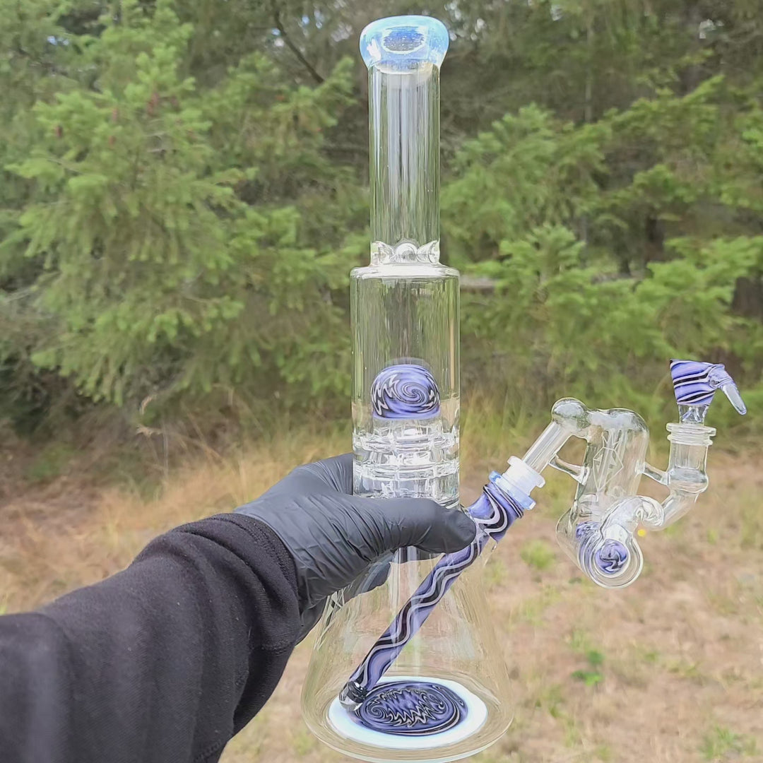 Augy 15" Linework Brick Stack Beaker Bong with Inline Ash Catcher