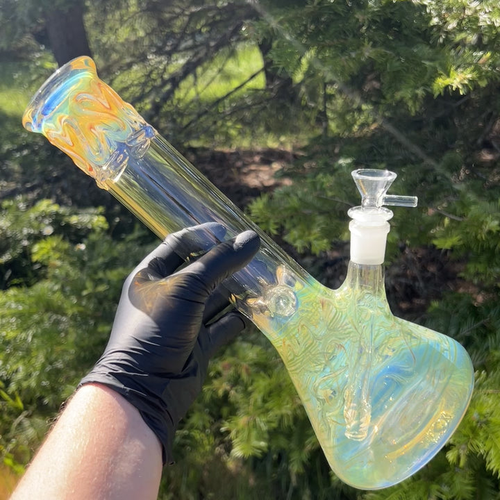 12" Ripple Fume Beaker Bong Glass Pipe TG