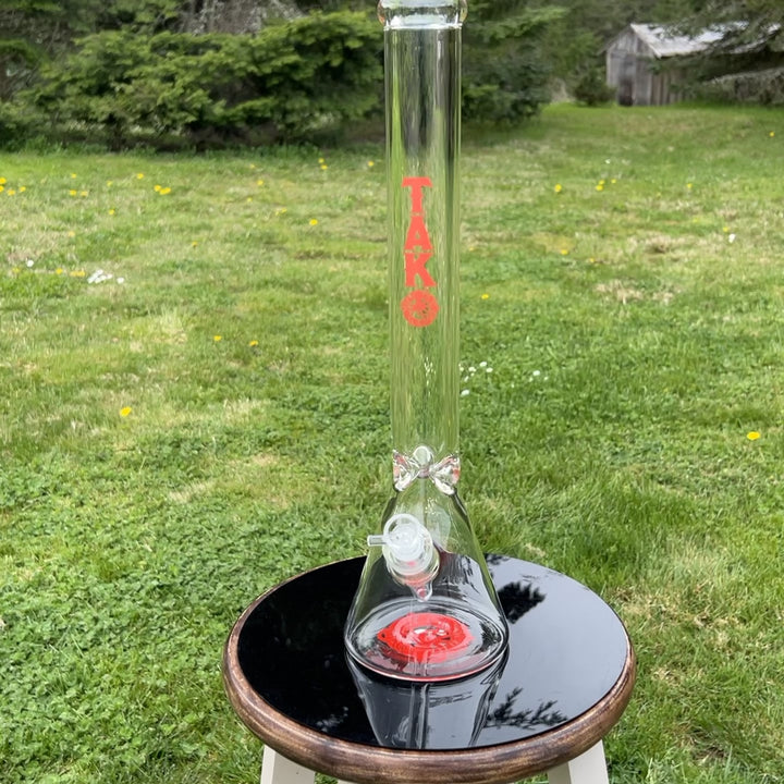 9 mm TAKO Label Beaker Bong Red-18"