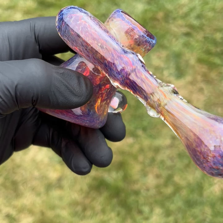 Purple Magic Mushroom Double Opal Sidecar Glass Pipe Beezy Glass