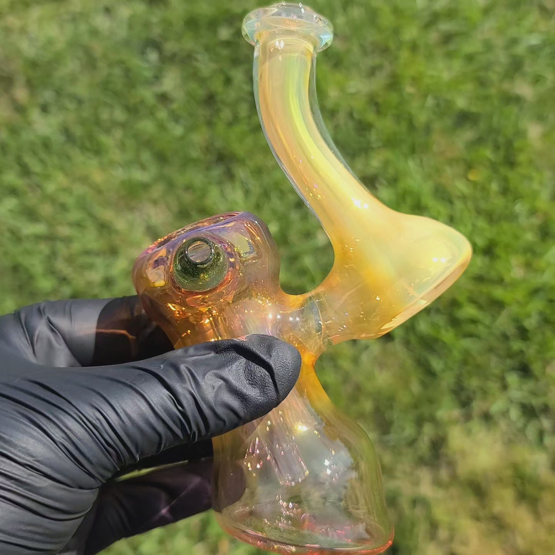 Orange and Pink Gold Fumed Bubbler with Green Carb