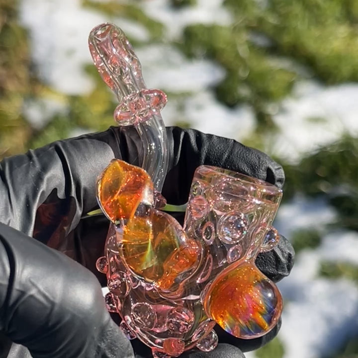 Gold Fumed Marbled Sherlock Glass Pipe Sugar Shack