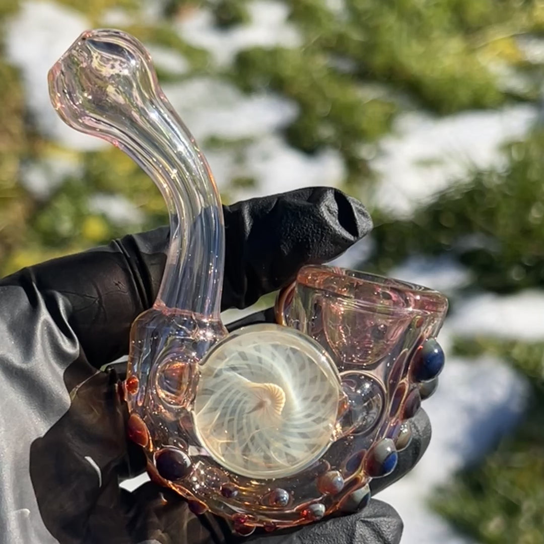 Gold Fumed Marbled Sherlock Glass Pipe Sugar Shack