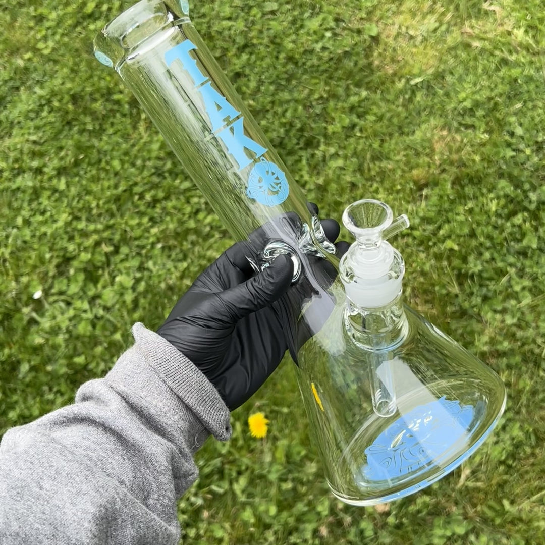 9 mm TAKO Label Beaker Bong 12" - Blue