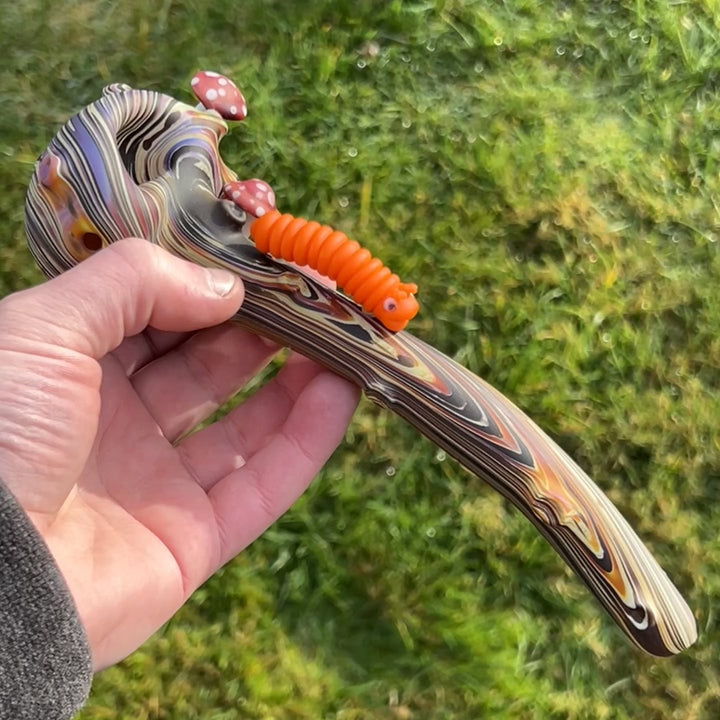 Wood Grain Caterpillar Gandalf Pipe Glass Pipe Wazoo Glass
