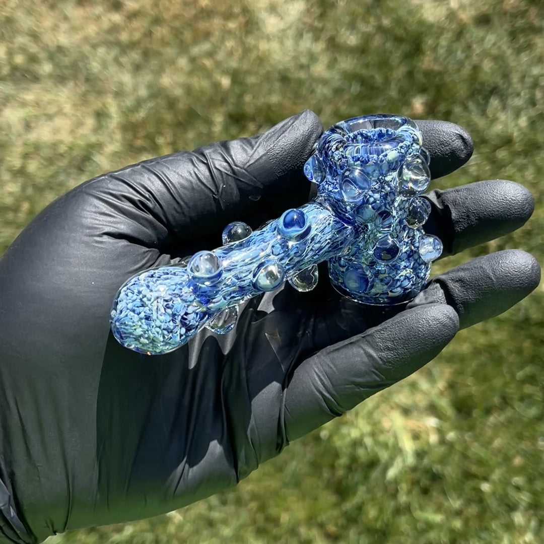 5" Fumed Color Rake Mini Bong + Ocean Blue Marble Hammer Combo Glass Pipe Mary Jane's Glass