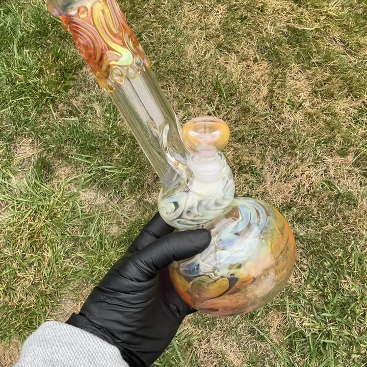 9.5" Fumed Double Bubble Bong Glass Pipe Mary Jane's Glass