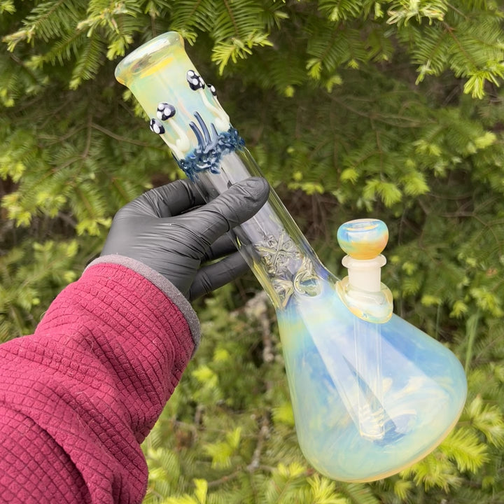 11" Silver Fumed Mushroom Beaker Bong