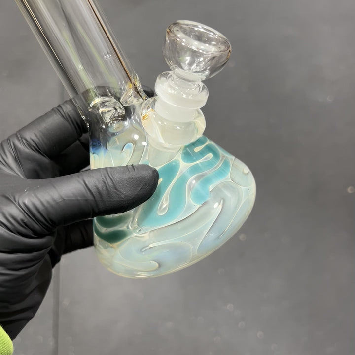 8" Fumed Color Squiggle Beaker Bong Glass Pipe Mary Jane's Glass