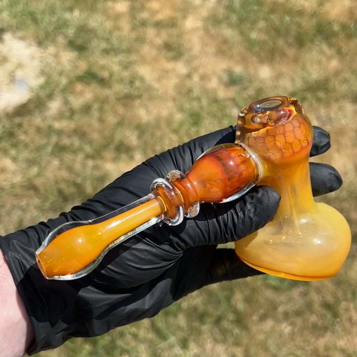 Honey Honeycomb Bubbler Glass Pipe TG
